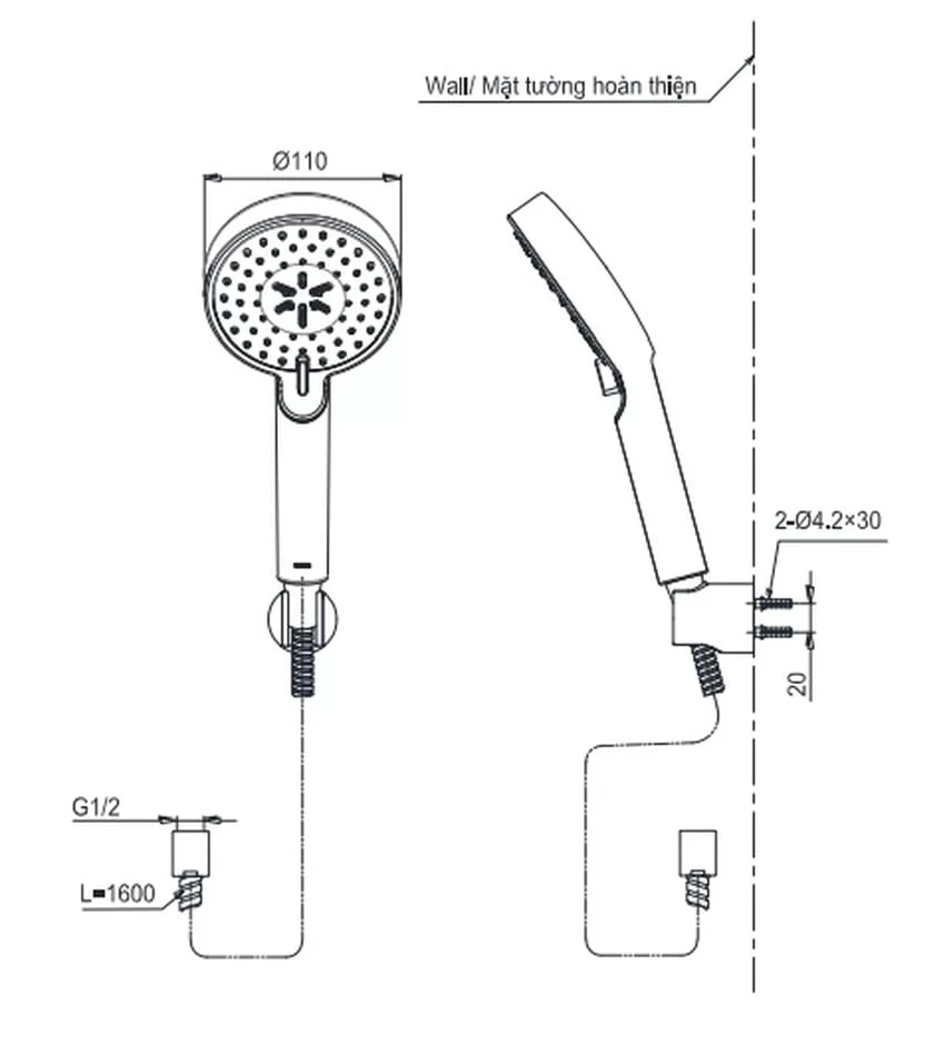 Bộ sen tắm nóng lạnh TOTO TBS01302V TBW07009A (3 chế độ) 11 Bộ sen tắm nóng lạnh TOTO TBS01302V TBW07009A (3 chế độ)