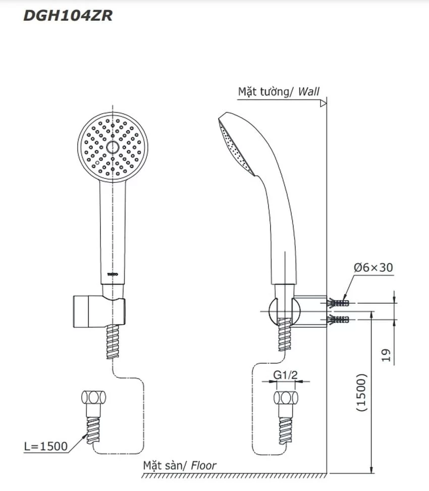Bộ sen tắm nóng lạnh TOTO TBS02302V DGH104ZR 7 Bộ sen tắm nóng lạnh TOTO TBS02302V DGH104ZR