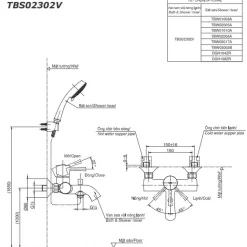 Bộ sen tắm nóng lạnh TOTO TBS02302V TBW01008A