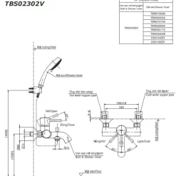 Bộ sen tắm nóng lạnh TOTO TBS02302V TBW07009A (3 chế độ) 20 Bộ sen tắm nóng lạnh TOTO TBS02302V TBW07009A (3 chế độ)