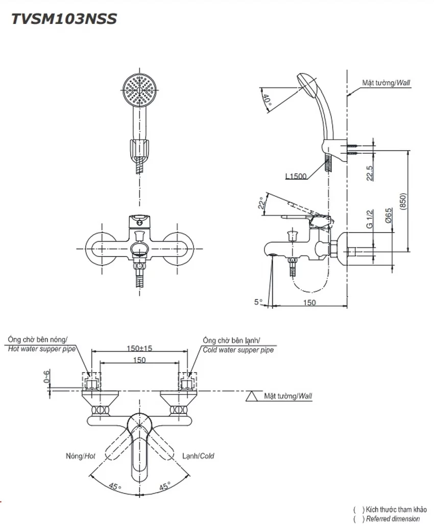 Bộ sen tắm nóng lạnh TOTO TVSM103NSS 5 Bộ sen tắm nóng lạnh TOTO TVSM103NSS