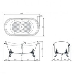 Bồn tắm đặt sàn TOTO FBY1756PTGE#W gang tráng men 1m7