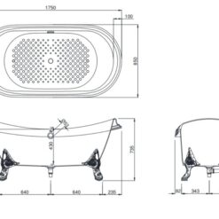 Bồn tắm đặt sàn TOTO FBY1756PTNE#W gang tráng men 1m7