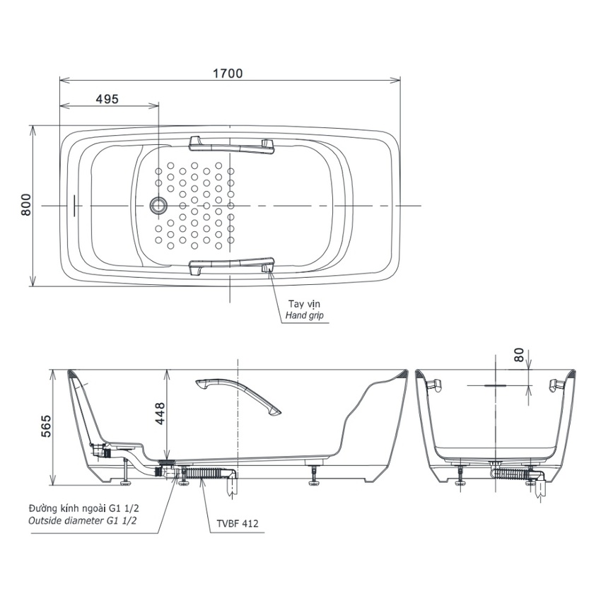 Bồn tắm đặt sàn TOTO PJY1724WPWEN#GW GALALATO 1m7 trắng bóng 7 Bồn Tắm Đặt Sàn TOTO PJY1724WPWEN#GW GALALATO 1m7 Trắng Bóng, SKU: PJY1724WPWEN
