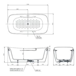 Bồn tắm đặt sàn TOTO PJY1734PWEN#GW GALALATO 1m7 trắng bóng
