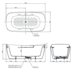Bồn tắm đặt sàn TOTO PJY1734PWEN#GW TVBF412 GALALATO 1m7 gồm ống thải