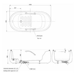 Bồn tắm đặt sàn TOTO PJY1744PWEN#GW GALALATO 1m7 trắng bóng