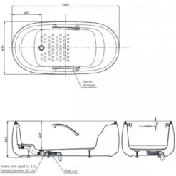 Bồn tắm đặt sàn TOTO PJY1744PWEN#GW TVBF412 GALALATO 1m7 gồm ống thải