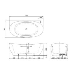 Bồn tắm đặt sàn TOTO PJY1814HPWE#GW TVBF412 GALALATO 1m8 tay vịn gồm ống thải