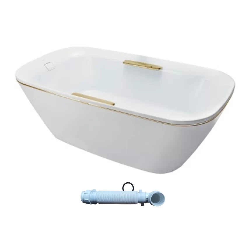 Bồn tắm đặt sàn TOTO PJY1886HPWMGE#GW TVBF412 GALALATO Neorest 1m8 tay vịn viền vàng gồm ống thải 6 Bồn tắm đặt sàn TOTO PJY1886HPWMGE/TVBF412