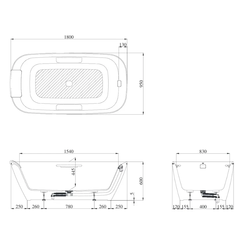 Bồn tắm đặt sàn TOTO PJY1886HPWMGE#GW TVBF412 GALALATO Neorest 1m8 tay vịn viền vàng gồm ống thải 7 Bồn tắm TOTO PJY1886HPWMGE/TVBF412 với tay vịn viền vàng