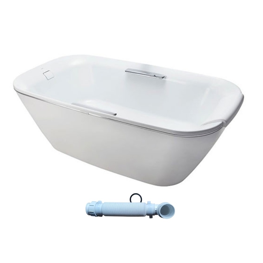 Bồn tắm đặt sàn TOTO PJY1886HPWMNE#GW TVBF412 GALALATO Neorest 1m8 tay vịn viền bạc gồm ống thải 6 Bồn tắm đặt sàn TOTO PJY1886HPWMNE/TVBF412 GALALATO Neorest