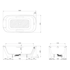Bồn tắm đặt sàn TOTO PJY1886HPWMNE#GW TVBF412 GALALATO Neorest 1m8 tay vịn viền bạc gồm ống thải