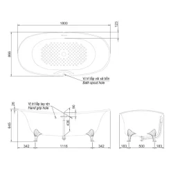 Bồn tắm đặt sàn TOTO PPY1806PWGE#P ngọc trai 1m8
