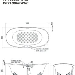 Bồn tắm đặt sàn TOTO PPY1806PWNE#P ngọc trai 1m8