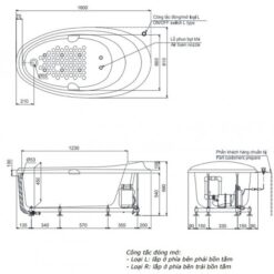 Bồn tắm massage TOTO PPYB1610RHPTE#P ngọc trai 1m6 tay vịn