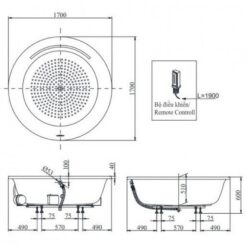Bồn tắm massage TOTO PPYB1720HPTE#P ngọc trai 1m7 tay vịn