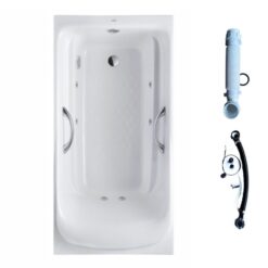 Bồn tắm massage TOTO PPYK1760ZRHPNE#P TVBF412 DB505R-2B ngọc trai 1m7 tay vịn gồm bộ xả thải