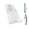 Bồn tắm TOTO FBY1720NHPE#W TVBF412 DB505R-2B gang tráng men 1m7 tay vịn gồm bộ xả thải