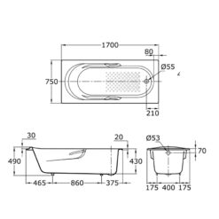 Bồn tắm TOTO FBY1720NPE#W gang tráng men 1m7