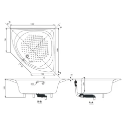 Bồn tắm TOTO PAY1300PE#W TVBF412 DB505R-2B nhựa 1m3 đặt góc gồm bộ xả thải 11 Bồn tắm TOTO PAY1300PE#W TVBF412 DB505R-2B nhựa 1m3 đặt góc gồm bộ xả thải