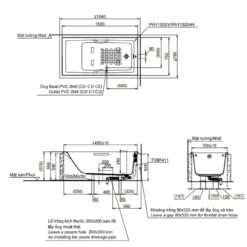 Bồn tắm TOTO PAY1520HV#W TVBF411 nhựa 1m5 tay vịn gồm bộ xả thải