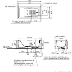 Bồn tắm TOTO PAY1520V#W TVBF411 nhựa 1m5 gồm bộ xả thải