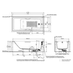 Bồn tắm TOTO PAY1720HV#W TVBF411 nhựa 1m7 tay vịn gồm bộ xả thải