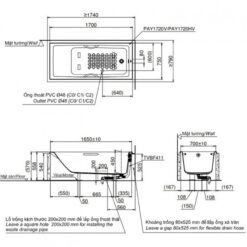 Bồn tắm TOTO PAY1720V#W nhựa 1m7