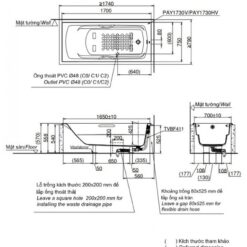 Bồn tắm TOTO PAY1730V#W nhựa 1m7