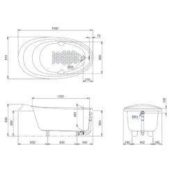 Bồn tắm TOTO PPY1610HPTE#P TVBF412 ngọc trai 1m6 tay vịn gồm ống thải