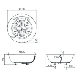 Bồn tắm TOTO PPY1720HPTE#P TVBF412 ngọc trai 1m7 tay vịn gồm ống thải