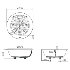 Bồn tắm TOTO PPY1720PTE#P TVBF412 ngọc trai 1m7 gồm ống thải