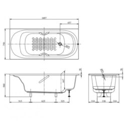 Bồn tắm TOTO PPY1750HPE#P DB505R-3B TVBF412 ngọc trai 1m7 tay vịn gồm bộ xả thải
