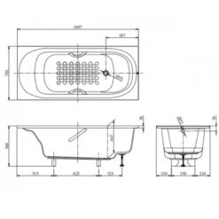Bồn tắm TOTO PPY1750PE#P DB505R-3B TVBF412 ngọc trai 1m7 gồm bộ xả thải