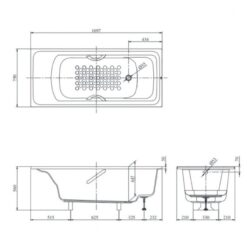 Bồn tắm TOTO PPY1780HPE#P DB505R-3B TVBF412 ngọc trai 1m7 tay vịn gồm bộ xả thải