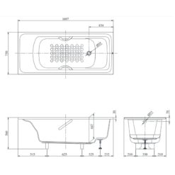 Bồn tắm TOTO PPY1780HPE#P ngọc trai 1m7 tay vịn