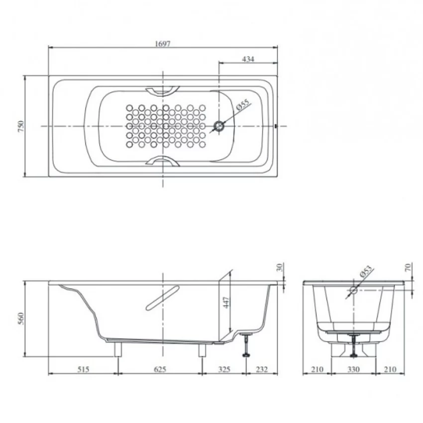 Bồn tắm TOTO PPY1780PE#P DB505R-3B TVBF412 ngọc trai 1m7 gồm bộ xả thải 16 Bồn tắm TOTO PPY1780PE#P DB505R-3B TVBF412 Ngọc Trai nghiêng
