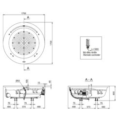 Bồn tắm TOTO PPYD1720HPTE#P TVBF412 ngọc trai massage 1m7 tay vịn gồm ống thải