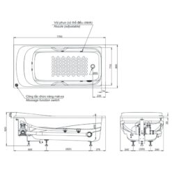 Bồn tắm TOTO PPYK1760ZLPNE#P ngọc trai 1m7