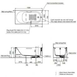 Bồn tắm yếm TOTO PAY1515VC#W nhựa 1m5