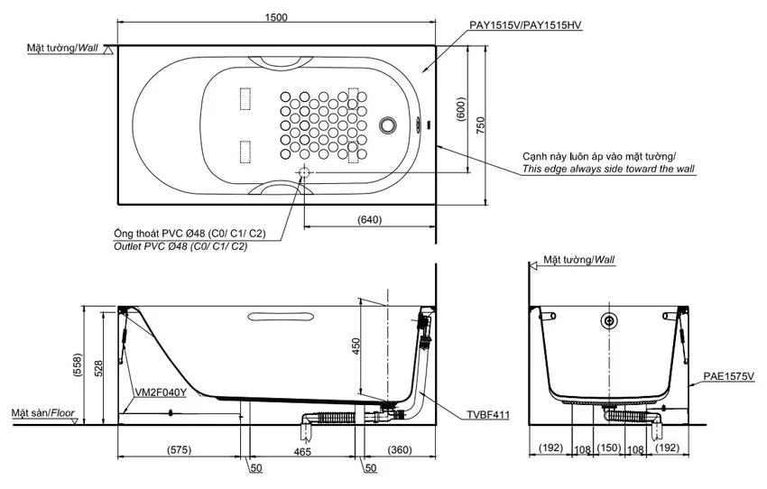 Chất liệu bền bỉ của bồn tắm TOTO PAY1515VC#W TVBF411 Chất liệu bền bỉ của bồn tắm TOTO PAY1515VC#W TVBF411