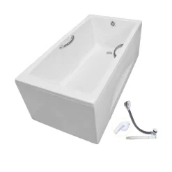 Bồn tắm yếm TOTO PAY1525HVC#W TVBF411 nhựa 1m5 tay vịn gồm bộ xả thải