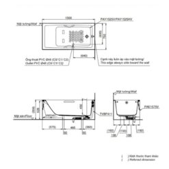 Bồn tắm yếm TOTO PAY1525HVC#W TVBF411 nhựa 1m5 tay vịn gồm bộ xả thải