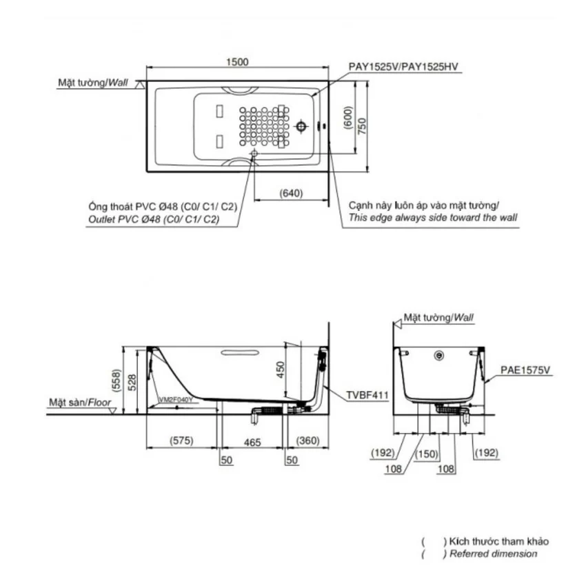 Bồn tắm TOTO PAY1525HVC#W TVBF411 SKU: PAY1525HVC/TVBF411 Bồn tắm TOTO PAY1525HVC#W TVBF411 bộ xả thải