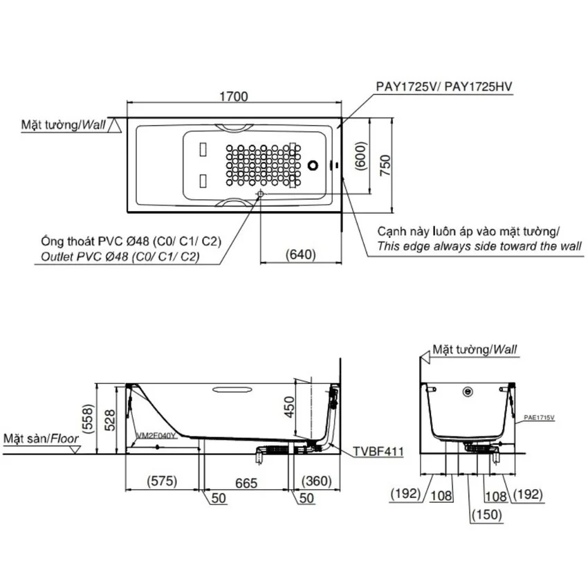 Bồn Tắm TOTO PAY1725HVC#W TVBF411 Tại Hải Yến Home Bồn Tắm TOTO PAY1725HVC#W TVBF411 Tại Hải Yến Home