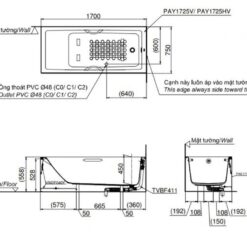 Bồn tắm yếm TOTO PAY1725VC#W nhựa 1m7