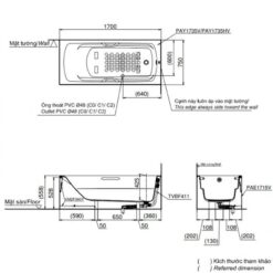 Bồn tắm yếm TOTO PAY1735VC#W nhựa 1m7