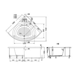 Bồn tắm yếm TOTO PPY1353-3HPE#P ngọc trai 1m3 tay vịn đặt góc