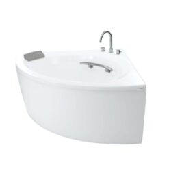 Bồn tắm yếm TOTO PPY1353-3HPE#P TVBF412 DB505R-2B ngọc trai 1m35 tay vịn đặt góc gồm bộ xả thải